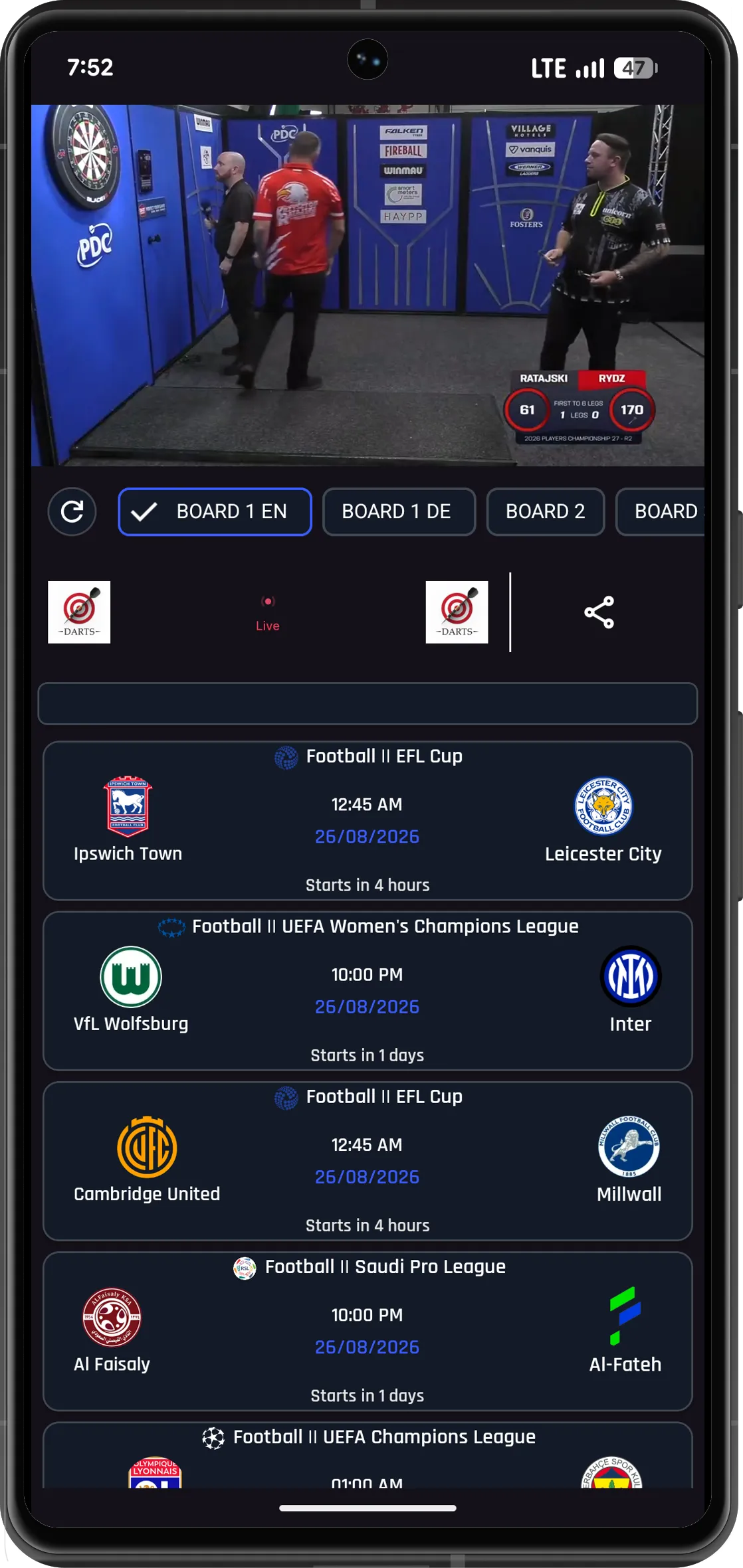 PlayZ TV categories view